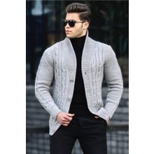 Madmext 9053 Gri Örgülü Erkek Hırka