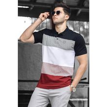 Madmext 9280 Renk Bloklu Siyah Polo Yaka Erkek T-shirt