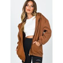 Madmext MG1223 Mad Girls Kahverengi Kapüşonlu Şardonlu Kadın Sweatshirt