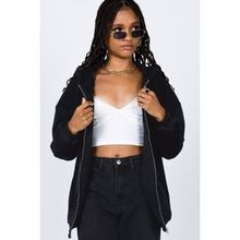 Madmext MG1223 Mad Girls Siyah Kapüşonlu Şardonlu Kadın Sweatshirt