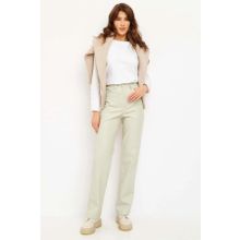 Madmext MG1316 Bej Deri Basic Kadın Pantolon