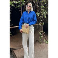 Madmext MG1369 Mad Girls Saks Oversize Kadın Gömlek
