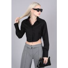 Madmext MG1382 Mad Girls Siyah Kısa Kadın Gömlek