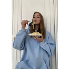 Madmext MG1566 Mavi Kapüşonlu Kadın Sweatshirt