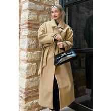 Madmext MG1584 Kahverengi Oversize Kadın Uzun Kaban
