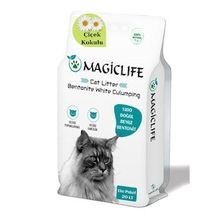 Magiclife 20 lt İnce Tane Çiçek Kokulu Beyaz Bentonit Kedi Kumu