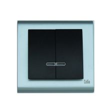 Makel Cellia Işıklı Komütatör Siyah Mat Krom Çerçeve Kapak