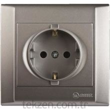 Makel M42065028 Defne Topraklı Metalik Gümüş Priz