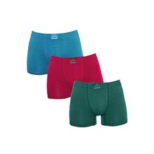 Malabadi 3M074 Mavi-Bordo-Yeşil 3'lü Paket Pamuklu Erkek Boxer