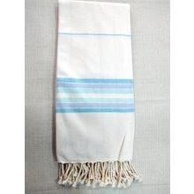 Mandaş 80x200 cm Krem Mavi Pamuklu El Dokuma Peştemal