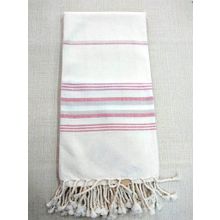 Mandaş 80x200 cm Krem Pembe Pamuklu El Dokuma Peştemal