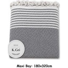 Mandaş Koyu Gri Pamuklu 180 x 310 cm Kaymaz Hasır Dokuma Kolları Örten Koltuk Örtüsü