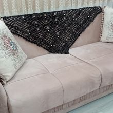Mandaş Siyah 100x100 cm Tig İşi El Örgü Koltuk Şalı