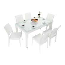 Mandella Elit Rattan 90x150 cm Elit Beyaz Sandalye Masa Takımı