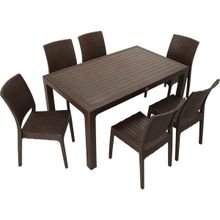 Mandella Elit Rattan 90x150 cm Elit Kahverengi Sandalye Masa Takımı