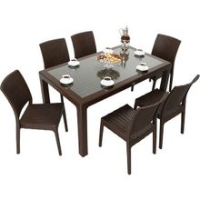 Mandella Elit Rattan 90x150 cm Elit Koltuk Kahverengi Camlı Masa Takımı