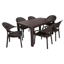 Mandella Elit Rattan 90x150 cm Kahverengi Eylül Koltuk Masa Takımı