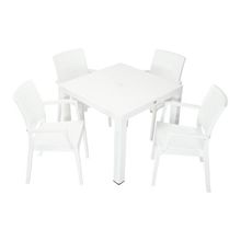 Mandella Elit Rattan 90x90 cm Elit Beyaz Koltuk Masa Takımı