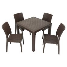 Mandella Elit Rattan 90x90 cm Elit Kahverengi Sandalye Masa Takımı
