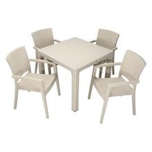 Mandella Elit Rattan 90x90 cm Zeus Çöl Beji Koltuk Masa Takımı
