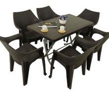 Mandella Kahverengi Zeugma 70x120 Katlanır Ayak 6 Kişilik Polo Koltuk Masa Takımı