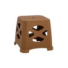 Mandella Sağlam Plastik Elit Rattan Küçük 6 Adet Teak Tabure