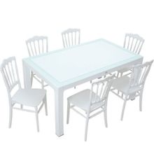 Mandella Wood 90x150 cm Silver Napolyon Sandalye Masa Takımı