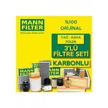 Mann Filter VW Scirocco 1.4 TSI 2009-2014 CAV 3'lü Karbonlu Filtre Bakım Seti