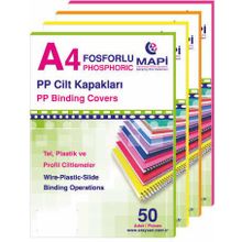 Mapi 550 mic A4 50'lı Fosforlu Yeşil Opak Pvc Cilt Kapağı