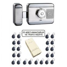 Marelli Sensörlü Motorlu Sessiz + Güvenli Manyetik Elektrikli Trajlı Apartman Kapı Kilidi Motorlu Otomat + Kartlı Sistemi + Trafosu + 25 Çip