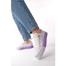 Marjin 32102922147 Keten Kumaş Bağcıklı Hesna Bej Kadın Sneaker Spor Ayakkabı