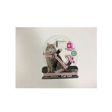 Marka Pati Beyaz Pembe Çizgili Göğüs Bel Kedi Gezdirme Tasması