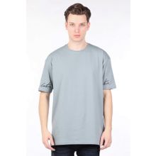 Markapia Erkek Gri Düz Bisiklet Yaka Oversize T-shirt