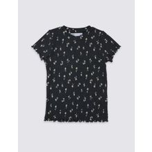 Marks & Spencer Mavi Çiçek Desenli Bayan T- Shirt