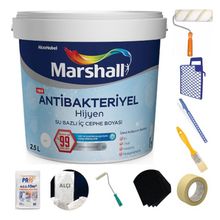 Marshall Antibakteriyel Hijyen Silinebilir Akşam Sefası 2.5 lt İç Cephe Boyası + Boya Seti