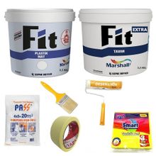 Marshall Keçe 3.5 kg Fit Plastik İç Cephe Boyası 3.5 kg Fit Extra Tavan Boyası ve 5 Parça Boyama Seti