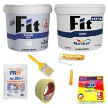 Marshall Mahlep 3.5 kg Fit Plastik İç Cephe Boyası 3.5 kg Fit Extra Tavan Boyası ve 5 Parça Boyama Seti