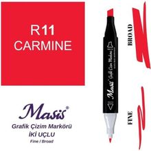 Masis 11 Yakut Kırmızı Çift Uçlu Marker Grafik Çizim Kalemi