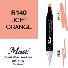 Masis 140 Açık Turuncu Çift Uçlu Marker Grafik Çizim Kalemi