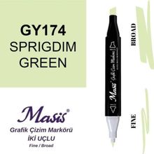 Masis 174 Koyu Mat Yeşil Çift Uçlu Marker Grafik Çizim Kalemi
