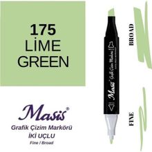 Masis 175 Limon Yeşil Çift Uçlu Marker Grafik Çizim Kalemi