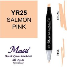Masis 25 Somon Pembe Çift Uçlu Marker Grafik Çizim Kalemi