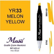 Masis 33 Kavun Sarı Çift Uçlu Marker Grafik Çizim Kalemi