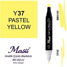 Masis 37 Pastel Sarı Çift Uçlu Marker Grafik Çizim Kalemi