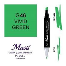 Masis 46 Parlak Yeşil Çift Uçlu Marker Grafik Çizim Kalemi