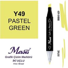 Masis 49 Pastel Yeşil Çift Uçlu Marker Grafik Çizim Kalemi