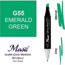 Masis 55 Zümrüt Yeşil Çift Uçlu Marker Grafik Çizim Kalemi