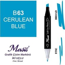 Masis 63 Yeşilimsi Mavi Çift Uçlu Marker Grafik Çizim Kalemi