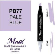 Masis 77 Duman Mavi Çift Uçlu Marker Grafik Çizim Kalemi