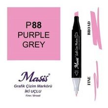 Masis 88 Morumsu Gri Çift Uçlu Marker Grafik Çizim Kalemi